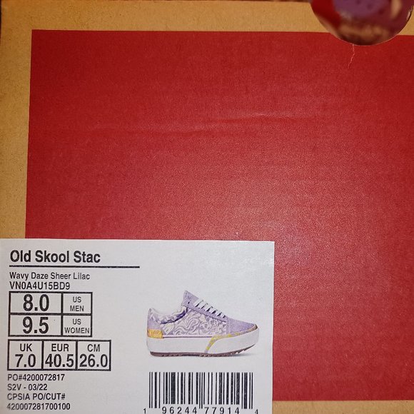 Vans Old Skool Men's 8/Women’s 9.5 stacked Wavy Daze Sheer Lilac VN0A4U15BD9 - Picture 2 of 12